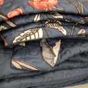 Litanika Floral Navy Blue Quilt Super King Plus Size - 3 Pieces Botanical Birds Pattern Quilt Bedding, Oversized Lightweight Soft Coverlet for All Seasons (128"x120")