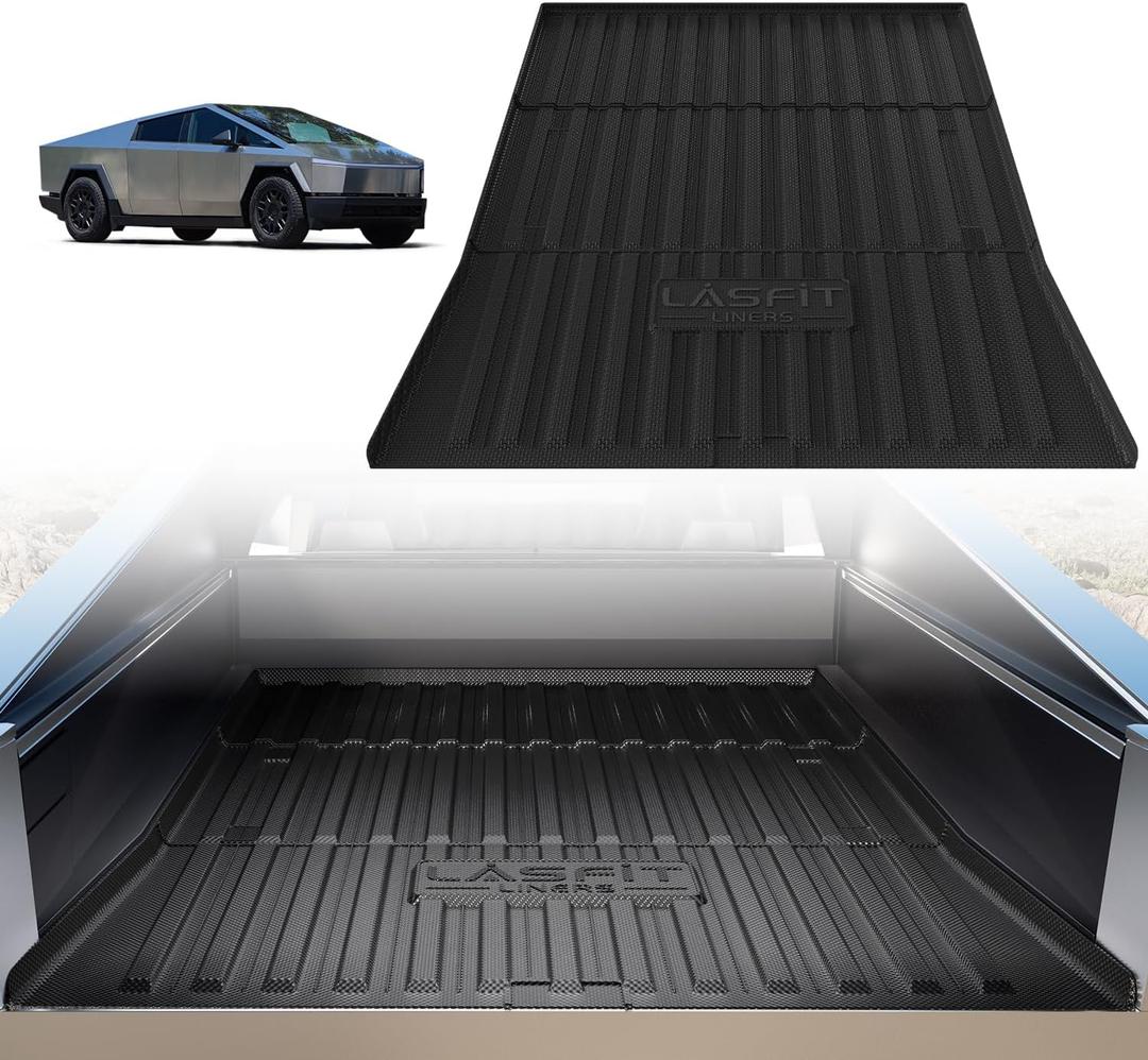LASFIT Premium Extra Thick Truck Bed Mat for Tesla Cybertruck 2023-2026 Base/Cyberbeast 6FT Car Bed Liner Cybertruck Accessories | Custom Fit TPE All Weather Pickup Rear Trunk Cargo Mat, Black