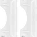 Landhoow 2 Pcs 3 x 7'' Door Latch Guard Plate Cover Stainless Steel Door Security Strike Latch Protector, Against Forced Entry Easy to Install for Home and Commercial (Reinforcement Ribs Style,White)