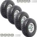 AR-PRO (4-Pack) 10-Inch Solid Rubber Tire Wheels - Replacement 4.10/3.50-4" Flat Free Tire with 5/8" Bearings, 2.2" Offset Hub - Perfect for Lawn Garden Cart, Hand Truck, Wheelbarrow, Utility Cart (Silver)