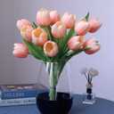 Buart Coral Pink Flowers Artificial Luxury Big Tulip Valentine's Day Mother's Day Easter Home Kitchen Wedding Decorations(11pcs)