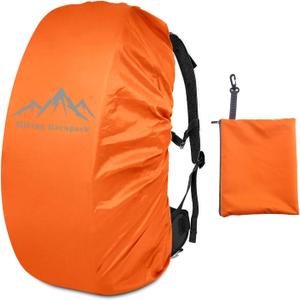 SING F LTD Safe Backpack Rain Cover 35L Reflective Cross Buckle Straps Waterproof Bag Cover with Storage Bag Outdoor Camping Travel Rainproof Orange, Medium to Large
