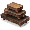 Maitys 3-Piece Wooden Risers Display Pedestal Stand Farmhouse Vintage Rustic Stackable Kitchen Use 3 Sizes (12x6.7 4x2.8 In)