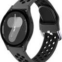 Lerobo for Galaxy Watch 7 Band Compatible with Samsung Galaxy Watch 6 5 4 Band 44mm 40mm/Galaxy Watch 6 Classic 47mm 43mm/Watch 4 Classic/Watch 5 Pro 45mm, 20mm Soft Silicone Sport Band for Men, Black (Large)