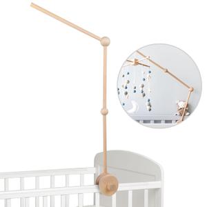 Wooden Baby Crib Mobile Arm - Baby Mobile Hanger Arm (33 inch, Natural Beech Wood) -Mobile Arm for Crib, Mobile Holder for Crib, Baby Girl Nursery Decor(Wooden Color 1)