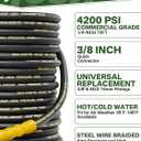 4200PSI Pressure Washer Hose 75FT with 3/8" Swivel Quick Connect for Cold/Hot Water, Kink Resistant Steel Wire Braided,1/4" Wear Resistant Power Washer Hose with 2 M22 14mm Adapter Set