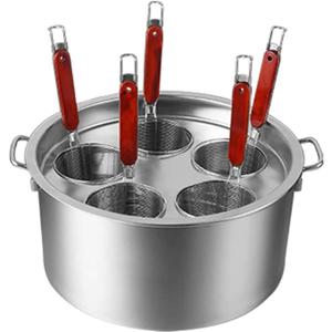 Pasta Cooker with Strainer,Stainless Steel Pasta Cooker Insert Set, Multipots Cooking Tool,Pasta Cooker Pot Set, 5 Pieces, Stainless Steel Stock Pot and Frying Pan with Lid