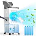 Portable Air Conditioners, 2025 Upgraded 3-in-1 Portable AC with 4 Ice Packs, Swamp Cooler Air Conditioner Fast Cooling, 3 Speeds, 7H Timer, Air Conditioner for Bedroom, Office, Kitchen