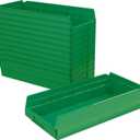Akro-Mils 30158 Plastic Shelf Bins, Heavy Duty Storage Bins for Garage, Closet, and Drawer Organization, 18-Inch x 8-Inch x 4-Inch, Green, 12-Pack