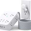 Surge Protector Power Strip 15 Ft Long Cord, HANYCONY Extension Cord 15 Feet with 8 Outlets 4 USB Ports(2 USB C), Flat Plug, Desk Charging Station for Home Office College Dorm Room Essentials (White)