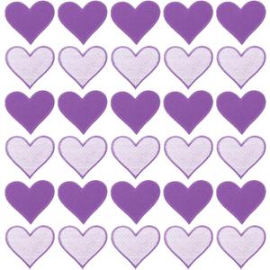 MECCANIXITY Heart Shaped Iron on Patches 7x6.8cm Embroidered Sew Patches Appliques Garment Embellishments for Clothing Repair Backpack Shoes Decoration Purple 30Pcs