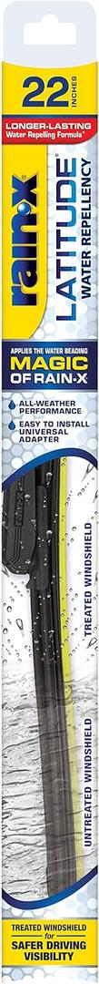 Rain-X 5079279-2 Latitude 2-In-1 Water Repellent Wiper Blades, 22 Inch Windshield Wipers (Pack Of 1), Automotive Replacement Windshield Wiper Blades With Patented Rain-X Water Repellency Formula (Latitude Water Repellency)