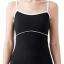 Women's Camisole Leotard with Adjustable Straps for Ballet Dance Leotards (Medium, Black/White Line)
