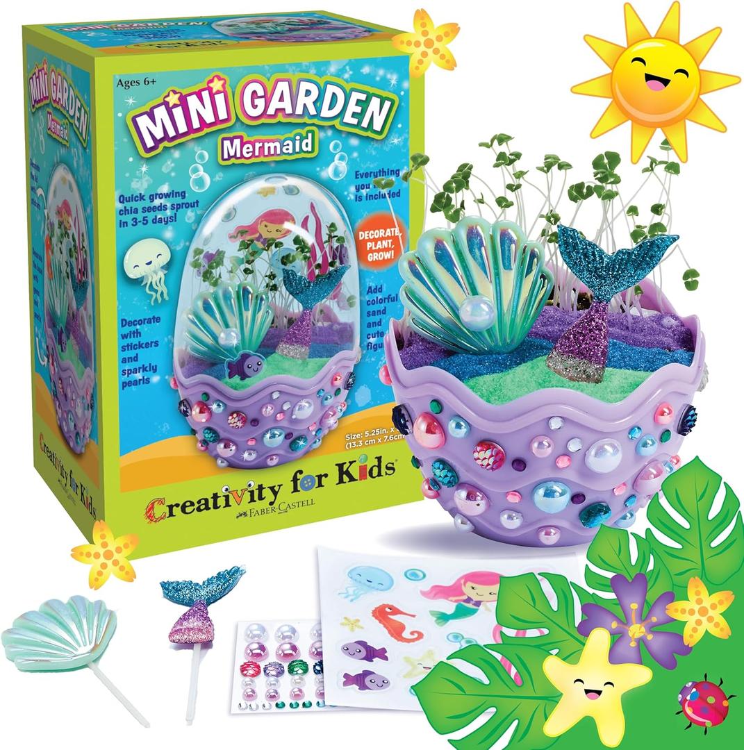 Creativity for Kids Mini Garden: Mermaid Terrarium Kit - Mermaid Gifts for Girls, Crafts and Toys, Stocking Stuffers for Kids (Ages 6+)