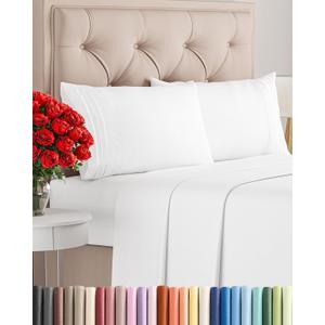 Queen Size 4 Piece Sheet Set - Comfy Breathable & Cooling Bed Sheets Set - Hotel Luxury Bedding for Women, Men, Kids, Teens, Boys & Girls - Deep Pockets, Ultra-Soft, Wrinkle Free - Oeko-Tex - White
