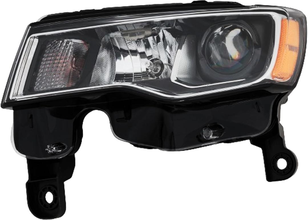 Go-Parts - Headlight Assembly for Jeep Grand Cherokee WK (2017-2022), Left (Driver), Halogen, Chrome Trim, Standard Type, Replacement 2018 2019 2020 2021