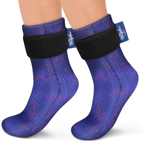 Hilph Full Foot Ice Pack Gel Sock for Hot & Cold Therapy - Reusable Cooling Sock for Toe Pain, Plantar Fasciitis & Hot Feet - Easy Slip On Design for Chemotherapy, Postpartum Recovery, 1 Pair, Blue
