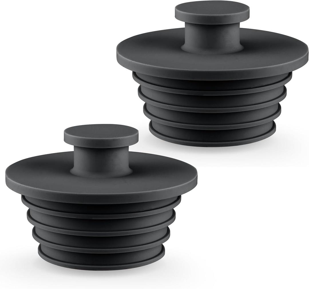 Bathtub Stopper 2pcs Sink Stopper Tub Plug Bathroom Shower Drain Plug Silicone Bathtub Drain Plug Tub Drain Stopper Washbasin Stopper (Large, Black)