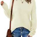 NALANISA Oversized Sweaters for Women Fall Fashion 2025 Casual Long Sleeve Crewneck Knit Cozy Lightweight Pullover Sweater Jumper Tops (White,S) (Beige, S)