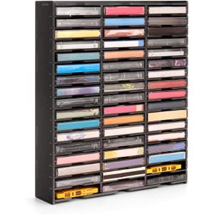 SANFURNEY 51-Slot Cassette Tape Storage, Desktop Rack Audio Tape Organizer, Wall-Mounted Cassette Holder-Black