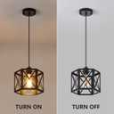 XSDeTu 2 Pack Farmhouse Pendant Lights, Modern Black Hanging Light Fixture with Hexagonal Cage, Industrial Metal Ceiling Lights, Adjustable Lantern Pendant Lighting for Kitchen Island Sink Hallway