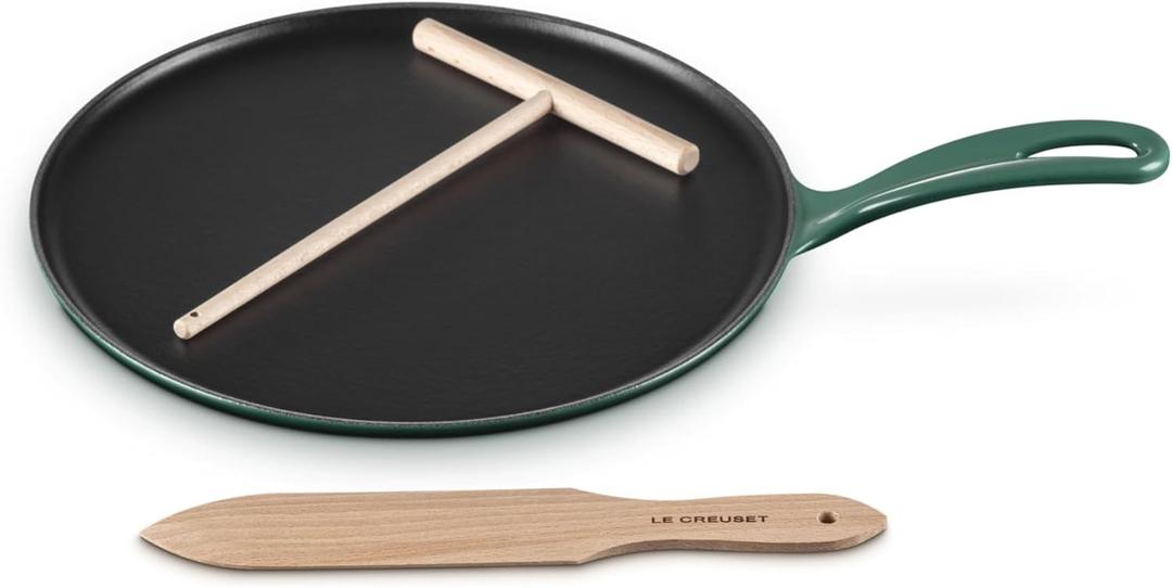 Le Creuset Enameled Cast Iron Traditional Round Crepe Pan, 10.25", Artichaut