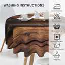 Wood Round Tablecloth 60 Inch Washable Reusable Decoration Table Cover for Kitchen Party