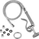 MSTJRY Spray Valve with 45" Pre Rinse Hose, Commercial Sink Sprayer Hose Pre Rinse Sprayer with Flexible Stainless Steel Hose Assembly for Commercial Kitchen Faucets(Grey, with 3 adapters) (Gray)