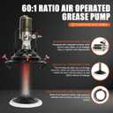 60:1 Portable Air-Operated Grease Pump for 5 Gallon Bucket, Grease Gun Coupler 2 PCS and 13 ft High Pressure Hose, 0.85L/Min, 34-48Mpa, Universal Fit, Vehicle Compatible (No Bucket)