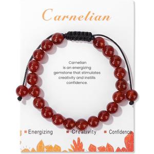 Healing Crystal Bracelet for Women 8mm Natural Stone Crystal Beaded Bracelets Adjustable Handmade Gemstone Bracelet Healing Jewelry Mother's Day Gifts for Women