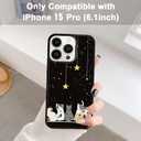 Black Cute Cat iPhone 15 Pro Case Cute Cat iPhone Case, Non-Slip Pattern Design and Shock Absorption, Soft Silica Gel Frame Support Black Phone Case for Teen Girls and Sisters