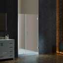 WOODBRIDGE 40-41" W x 76" H Pivot Frameless Single Swing Hinge Shower Door, 3/8 in. (10mm) Thickness Shattered-Proof Tempered Clear Glass with Polished Chrome Trim