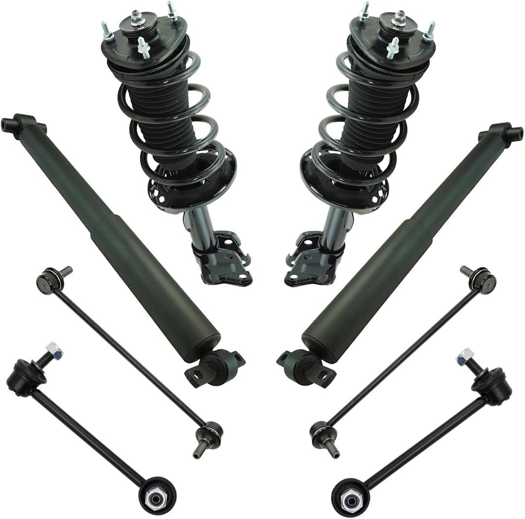 TRQ Front and Rear Suspension Kit Complete Strut & Coil Spring Assembly Shock Absorber Sway Bar Stabilizer Link Compatible with 2009-2015 Honda Pilot