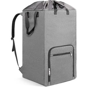 Laundry Backpack Bag, Bukere Extra Large 2 in 1 Laundry Hamper Basket for College Students Dorm Essentials, Adjustable Shoulder Straps, Freestanding Laundry Bag