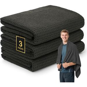 SOOWASH Microfiber Gym Towels for Showering Working Out Quick Dry Large Sizes Lightweight Gym Towel for Men Women Tennis Sports Towels for Body Hot Yoga (Black 27 X 55 inch)