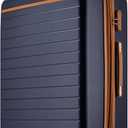 Kono 28 Inch Large Suitcase, Expandable for Long Trips, Impact-Resistant ABS+PC & Silent Wheels, Navy, Checked-large 28-Inch