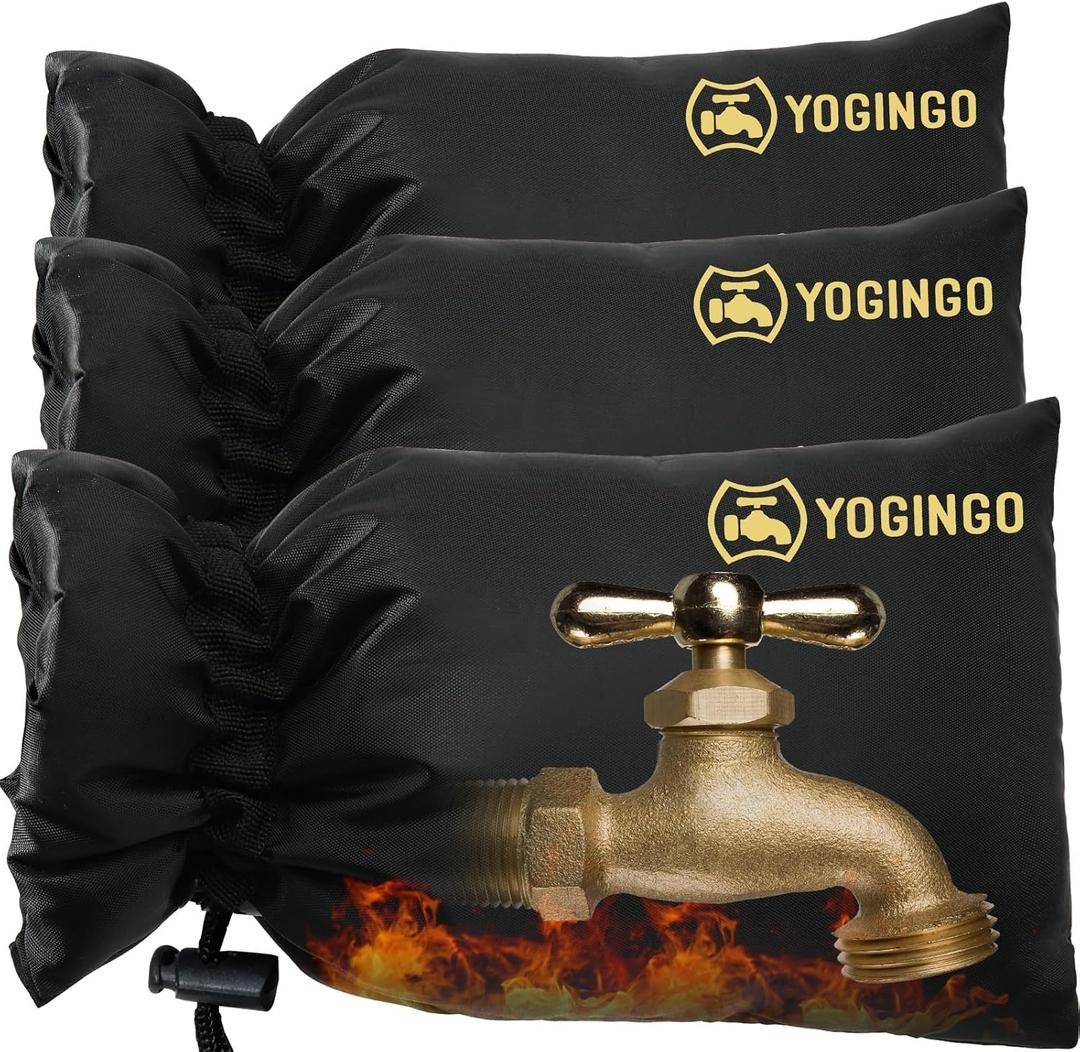 3 x Outdoor Faucet Covers for Winter Freeze Protection, 3 Pack 6.7" x 9.5" Hose Bib Covers for Winter, Water Spigot Covers Winter Insulated, Pipe Wrap Insulation Cover Socks Faucet Freeze Protector (Black)