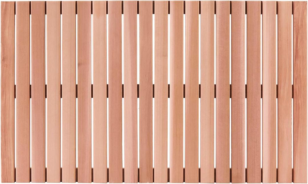 bingaai Cedar Wood Bath Mat 40"23.6", Cedar Wooden Bath Mats, Wood Shower Stall Mat Non-Slip for Bathroom Bathtub Spa Sauna Garden Home, Wooden Floor Mat Large for Indoor and Outdoor, 40" x 23.63"