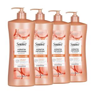 Suave Keratin Infusion Smoothing Shampoo For Frizzy Hair, Anti-Humidity + 48HR Frizz Control, Smooths & Detangles For Easy Styling, 28 FL OZ Pump, 3 Count