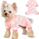 Sebaoyu Dog Sweater for Small Fleece Pajamas Girl Boy Warm Love Pet Clothes Puppy Winter Cute Tiny Outfit Pjs 4 Legs Jumpsuit Yorkie Cat(Pink,XX-Small)