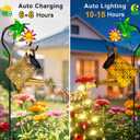 Solar Metal Watering Can with Hummingbird Shepherd Hook and Cascading Lights, Outdoor Solar Lantern for Garden, Yard, Patio Decor and Gardening Gifts for Women Mother's Day