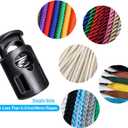 100 Pcs Plastic Cord Locks Single Hole Spring Toggle Stopper Cord Stops Fastener Toggles for Drawstrings, Paracord, Shoelaces, Bags, Clothing, and More, Black