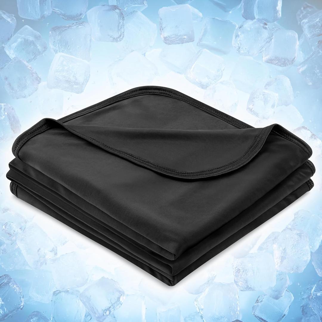 PAVILIA Cooling Blanket for Hot Sleepers, Lightweight Summer Blanket for Bed, Cooling Chill Throw Blanket for Night Sweats Absorb Heat for Adult Kids on Warm Night, Black, 60x80inch, Twin