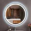 LTFUUAI 20" Round LED Bathroom Mirror with Lights, Smart Touch 3-Color Dimming Lighted Vanity Mirror Wall Mounted, Anti-Fog Shatterproof with Front & Back Light, for Bathroom Vanity