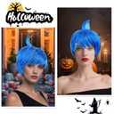 Women Wig Halloween Costume Wig Short Blue Costume Hair Wigs for Adults Halloween Cosplay Wig Emotion Anime Halloween Cosplay (Adults)