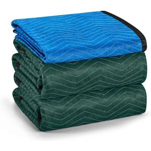 3 Pack Moving Blankets Combo, 1PC 72"x80" (3lb/ES) + 2PCS 80"x144"(7lb/ea)