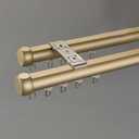 Double Curtain Track, Aluminum Alloy Silent Double Rail, Ceiling Mount Double Curtain Pole Window Rods For Living Room Bedroom Room Divider(Gold,3.2m(10.5ft))