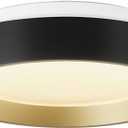 ANYLOVE 10 Inch Modern Flush Mount Ceiling Lights,White Gold Plastic Round Ceiling Light,Dimmable 3000K,3500K,4000K,5000K,6000K,for Living Room,Dining Room,Bedroom,Kitchen (Black and Gold, 10 Inch)