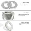 5/8" x 1-1/2" Flat Washer 304 Stainless Steel SAE Washer for Screws Bolts 100PCS