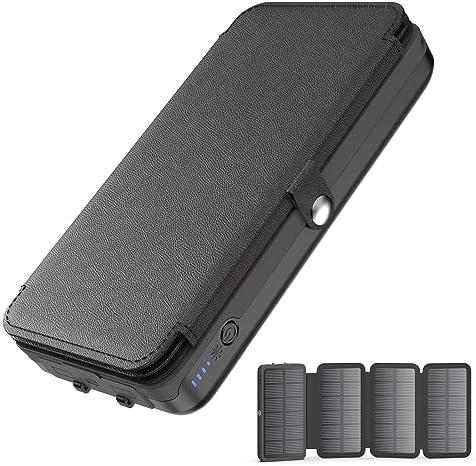 Hiluckey Solar Charger 27000mAh 22.5W Fast Charging Power Bank USB C PD Portable Phone Charger with 4 Solar Panels for Cell Phone Tablet